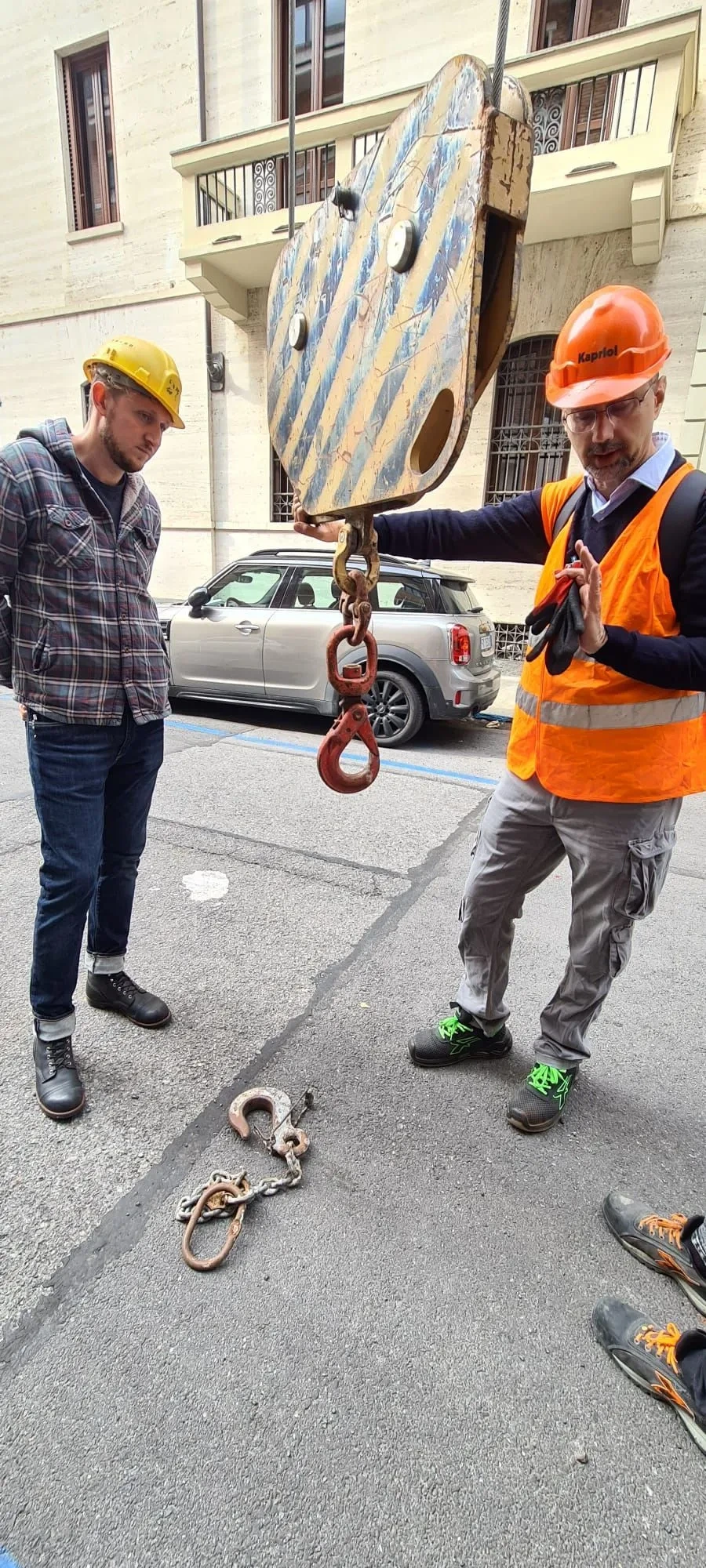 Prova pratica con gru durante un nostro corso